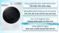 tinh nang May say quan ao Samsung DV90T7240BHSV bom nhiet 9Kg