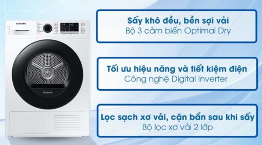 tinh nang May say quan ao Samsung DV90TA240AESV bom nhiet 9Kg