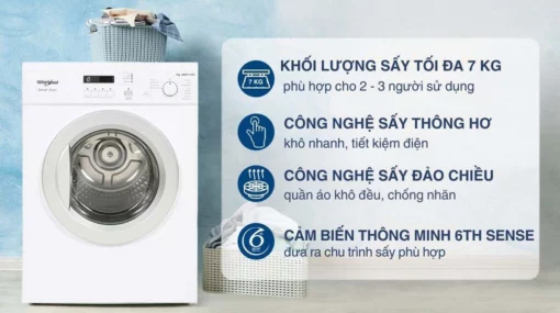 tinh nang May say quan ao Whirlpool AWD712S2 7Kg