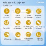 Bồn cầu thông minh CAESAR CT1338 TAF512H nắp rửa điện tử - Ảnh 4