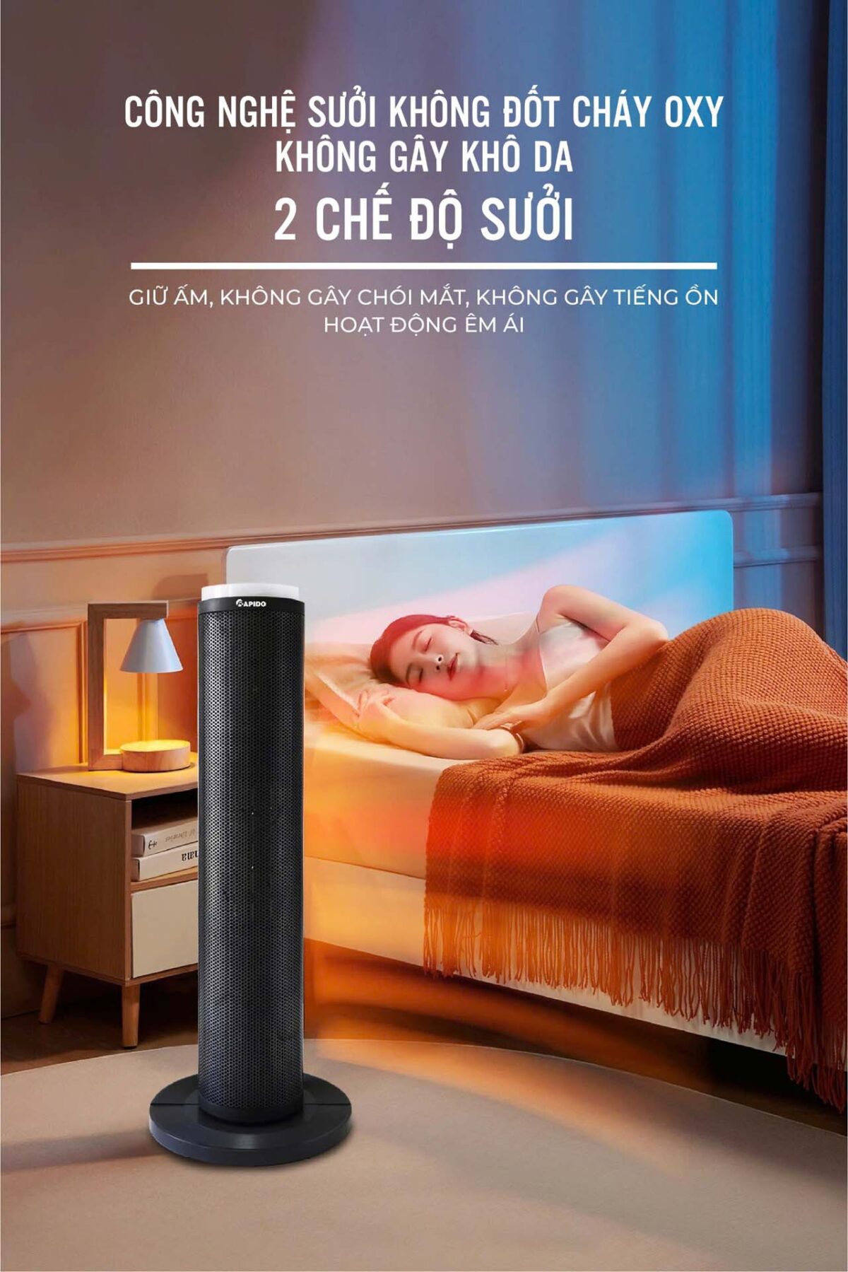 Máy sưởi gốm Rapido RCH-2000SDB đặt sàn - Ảnh 7