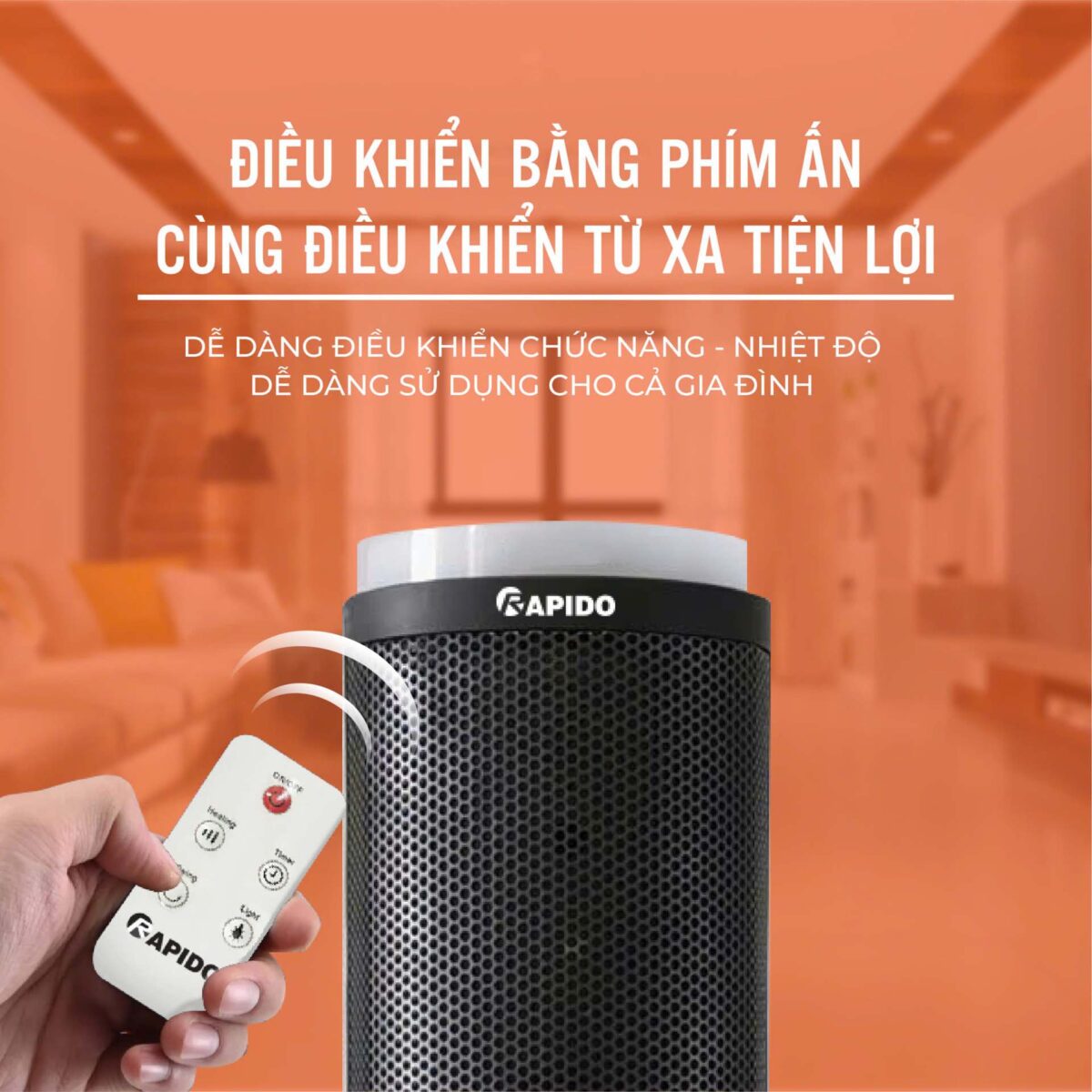 Máy sưởi gốm Rapido RCH-2000SDB đặt sàn - Ảnh 9