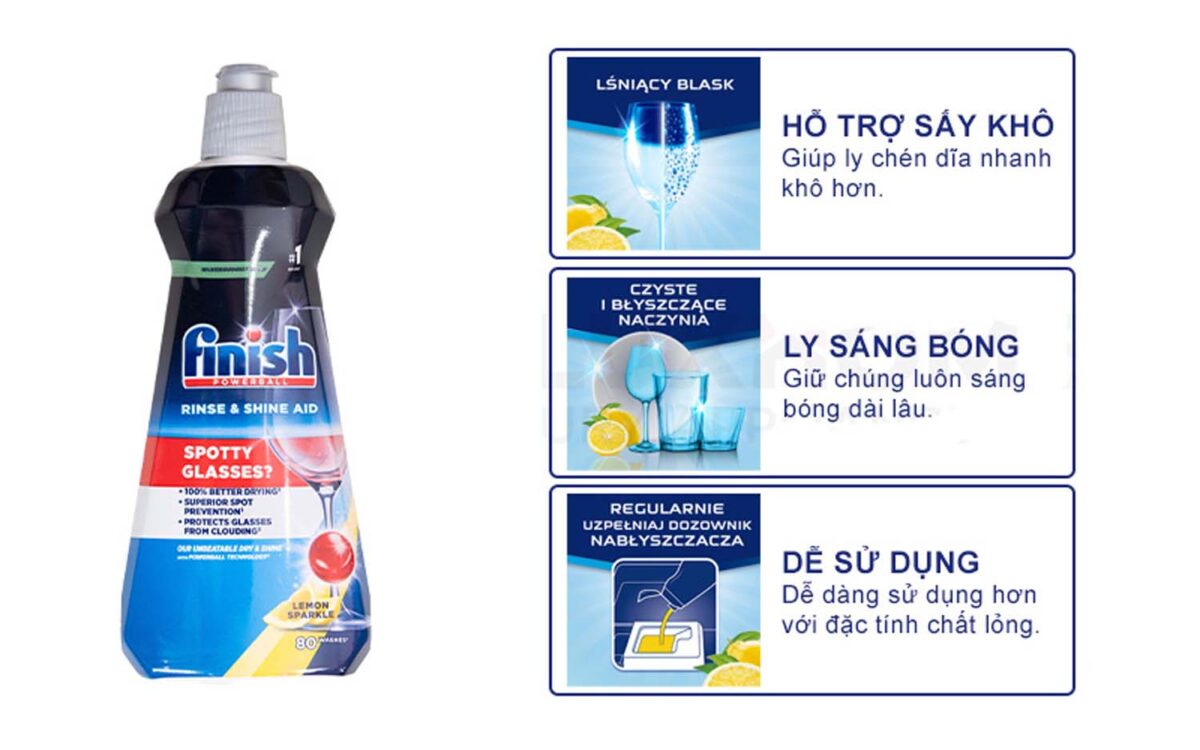 Nước làm bóng FINISH chai 800ml 400ml hương chanh - Ảnh 2