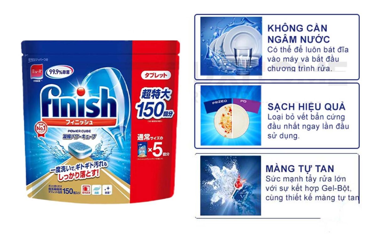 Viên rửa bát FINISH Nhật túi 150 / 100 viên - Ảnh 4