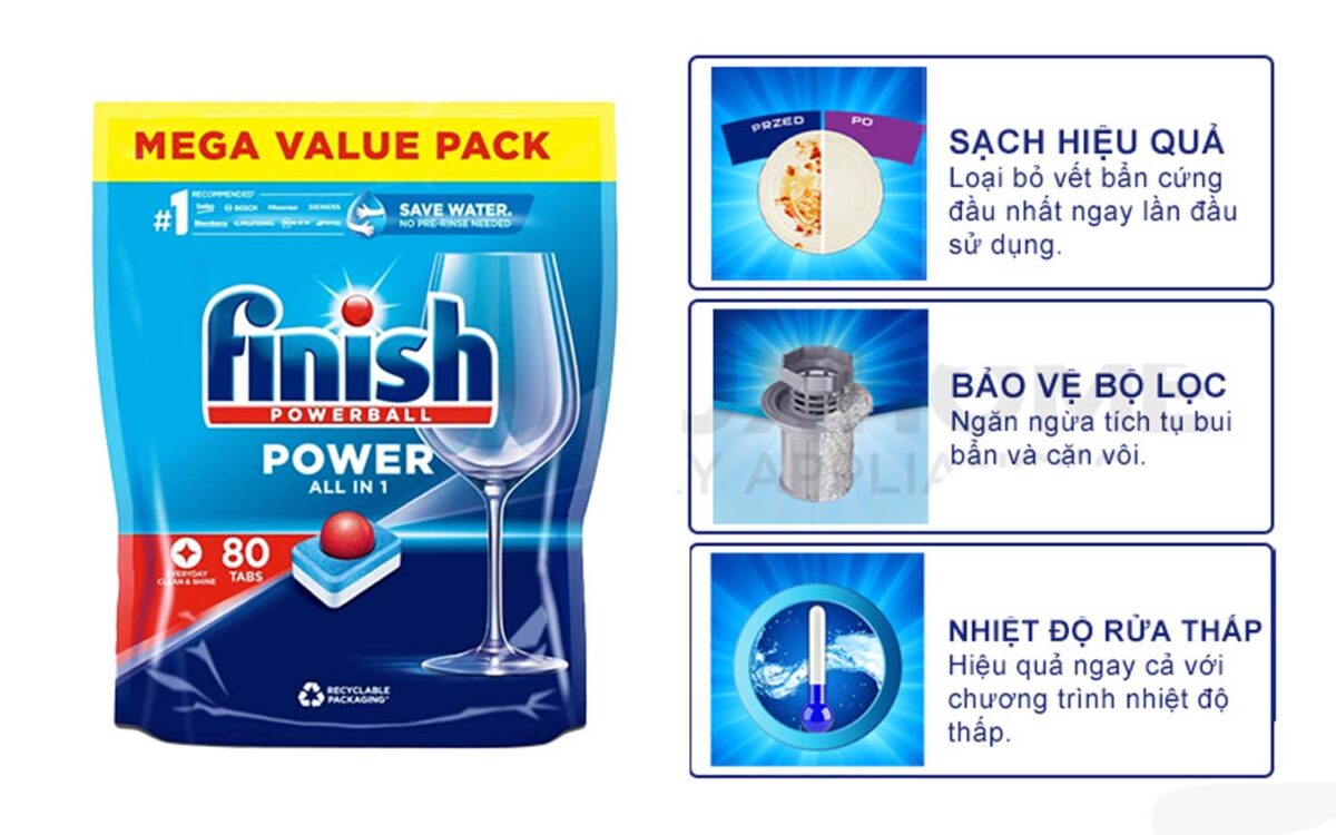 Viên rửa bát FINISH Power All In 1 Max túi 110 / 100 / 56 / 50 viên - Ảnh 4