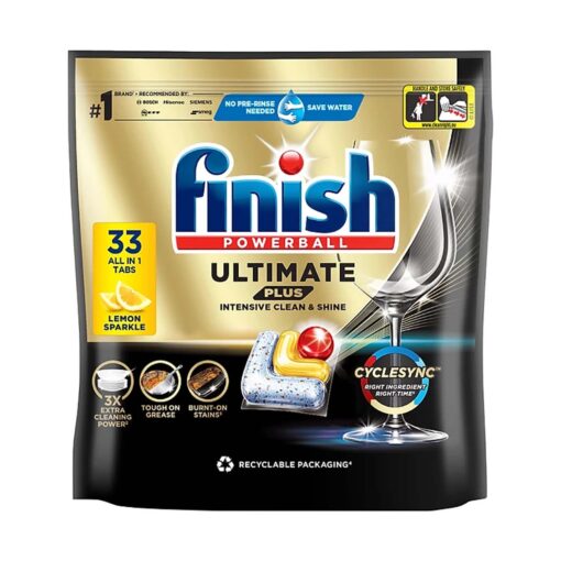 Viên rửa bát Finish Ultimate Plus All In 1 túi 33 viên hương chanh