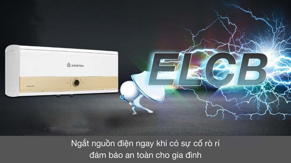 chong giat elcb Binh nong lanh ARISTON SLIM3 20 RS MT AG 20L lit SL3 ngang gian tiep 2.5FE 2500W