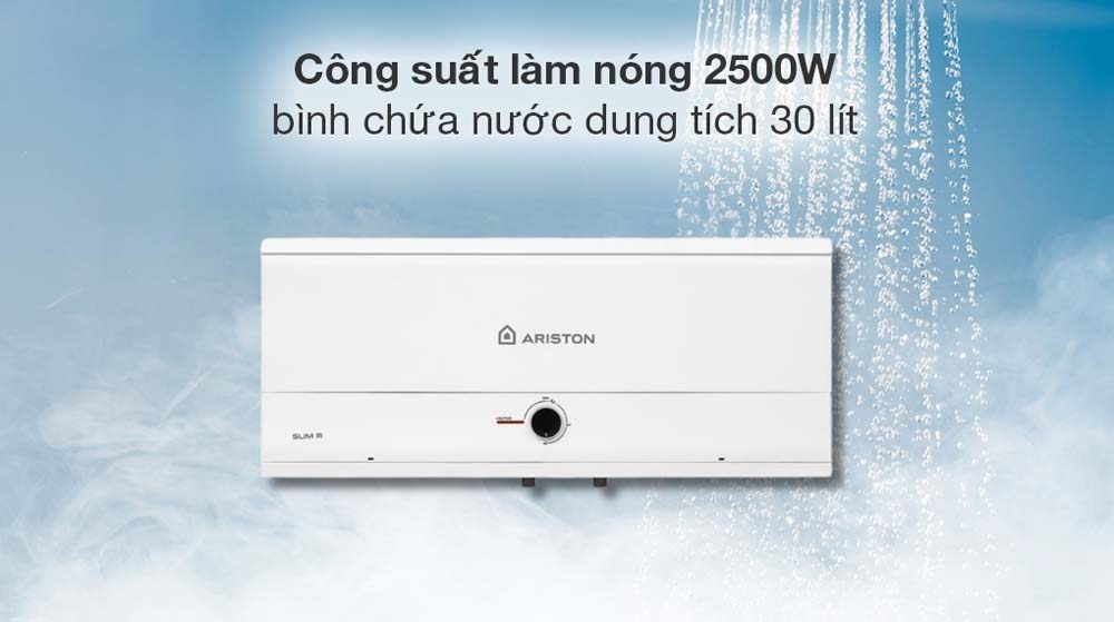 cong suat 2500w Binh nong lanh ARISTON SLIM3 20 R MT 20L AG lit SL3 ngang gian tiep 2.5FE 2500W