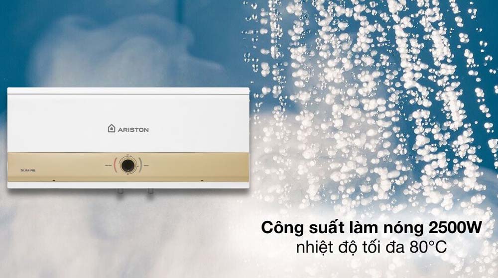 cong suat lam nong 2500w Binh nong lanh ARISTON SLIM3 20 RS MT AG 20L lit SL3 ngang gian tiep 2.5FE 2500W