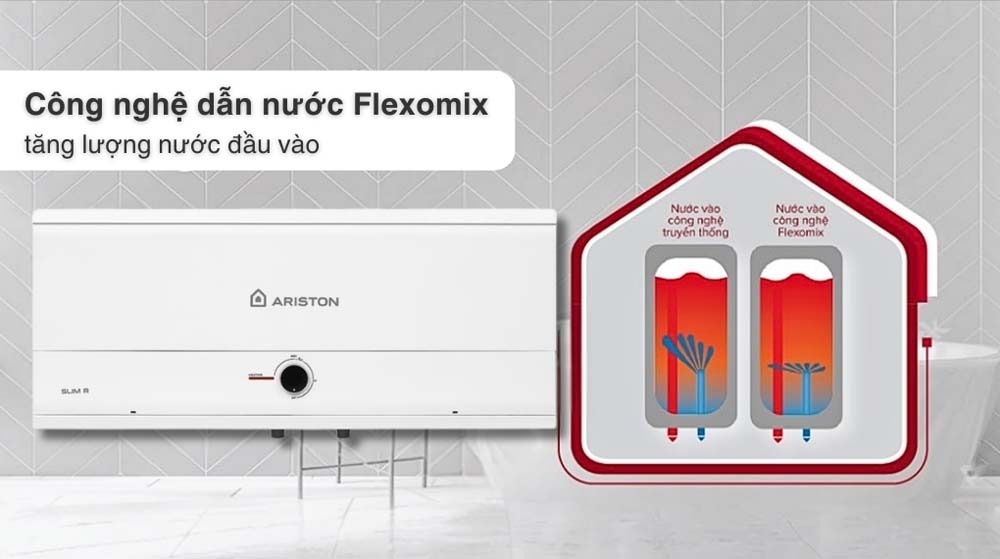 flexomix Binh nong lanh ARISTON SLIM3 20 R MT 20L AG lit SL3 ngang gian tiep 2.5FE 2500W