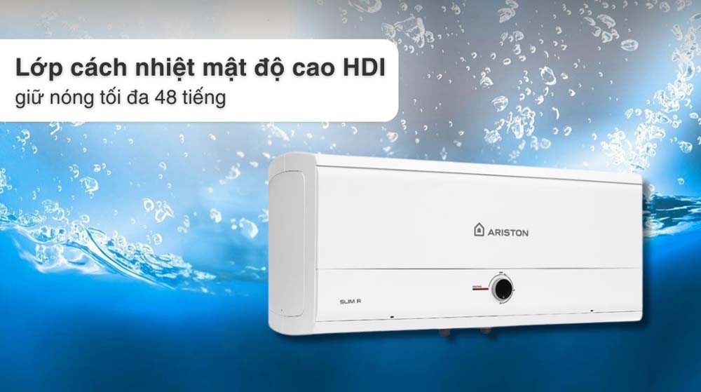 lop cach nhiet mat do cao hdi Binh nong lanh ARISTON SLIM3 20 R MT 20L AG lit SL3 ngang gian tiep 2.5FE 2500W