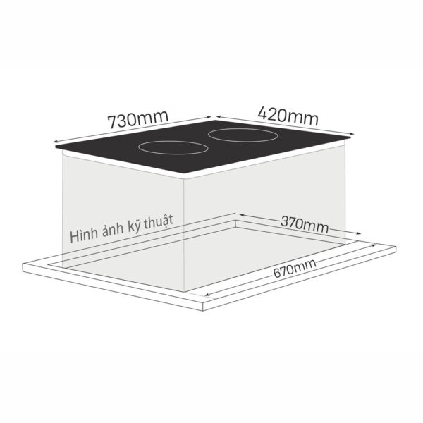 Bản vẽ kích thước Bếp từ đôi BLUEGER B966MA