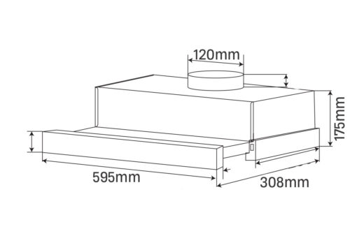 Bản vẽ kích thước Máy hút mùi MIDEA MH60L03EM214BB-VN 60cm âm tủ