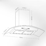 Bản vẽ kích thước Máy hút mùi VINGER VG-227-I 70cm kính cong
