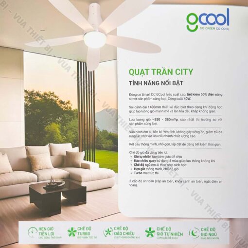 TINH NANG Quat tran GCOOL CITY 05 RL 5 canh