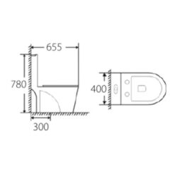 bản vẽ kích thước Bồn cầu 1 khối GUCEN G-BCG88