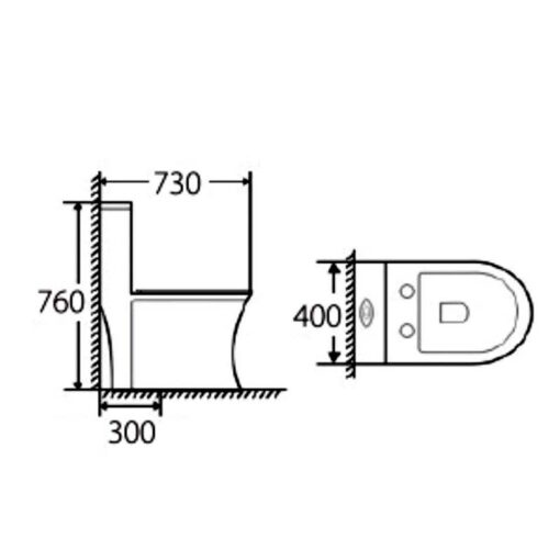 bản vẽ kích thước Bồn cầu 1 khối GUCEN G-BCG89N