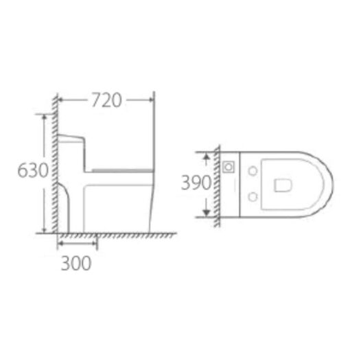 bản vẽ kích thước Bồn cầu 1 khối GUCEN G-BCG99N