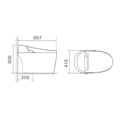 bản vẽ kích thước Bồn cầu thông minh GUCEN G-BSE002