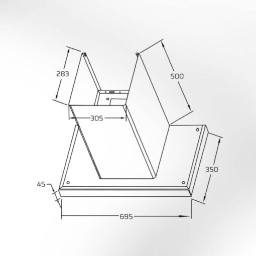 Bản vẽ kích thước Máy hút mùi VINGER VG-227-T01 70cm chữ T