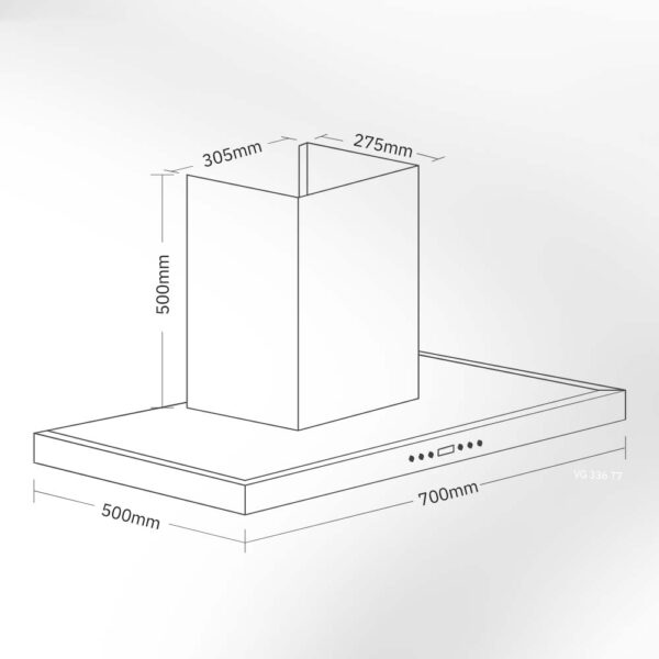 Bản vẽ kích thước Máy hút mùi VINGER VG-336-T7 70cm chữ T
