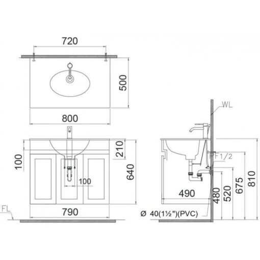 Ban ve ki thuat chau lavabo CAESAR LF5026 dat ban