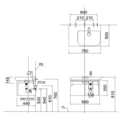 Ban ve ki thuat chau lavabo CAESAR LF5374 dat ban