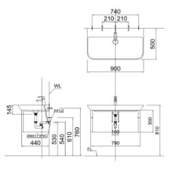 Ban ve ki thuat chau lavabo CAESAR LF5376 dat ban