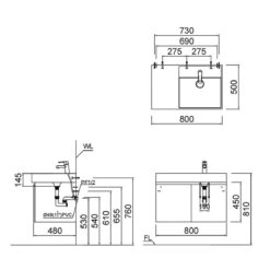 Ban ve ki thuat chau lavabo CAESAR LF5384 dat ban