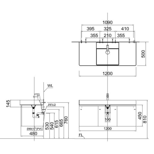 Ban ve ki thuat chau lavabo CAESAR LF5388 dat ban