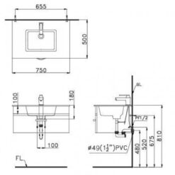 ban ve kich thuoc Chau lavabo dat ban CAESAR LF503201