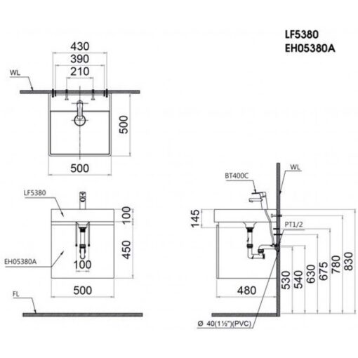 ban ve kich thuoc Chau lavabo dat ban CAESAR LF5380