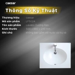 thong so ky thuat Chau lavabo dat ban CAESAR LF5024