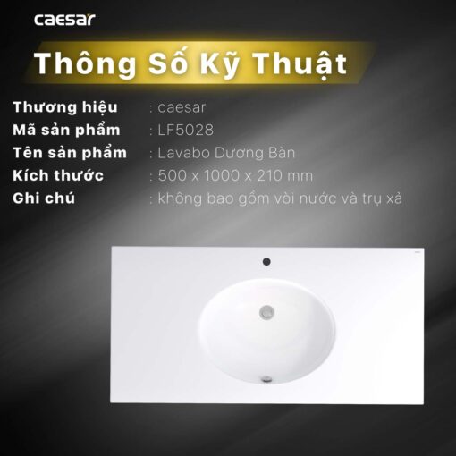 thong so ky thuat Chau lavabo dat ban CAESAR LF5028