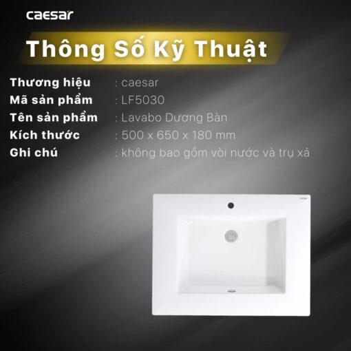 thong so ky thuat Chau lavabo dat ban CAESAR LF5030