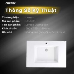 thong so ky thuat Chau lavabo dat ban CAESAR LF5032