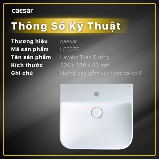 thong so ky thuat Chau lavabo dat ban CAESAR LF5370