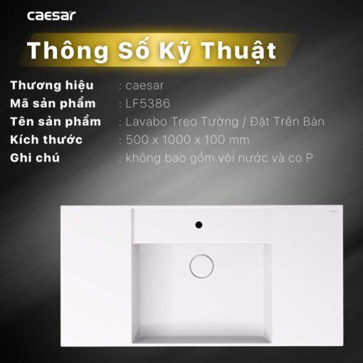 thong so ky thuat Chau lavabo dat ban CAESAR LF5386