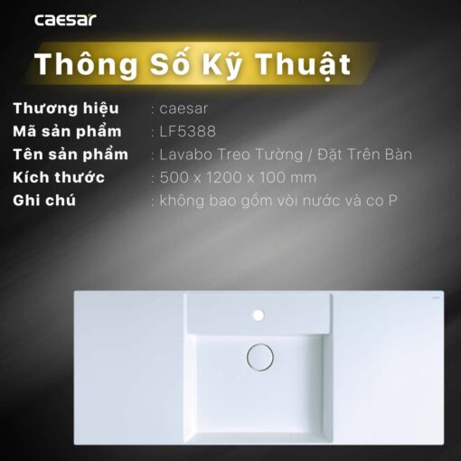 thong so ky thuat Chau lavabo dat ban CAESAR LF5388