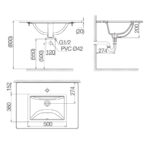 Bản vẽ kĩ thuật chậu lavabo VIGLACERA TS1 âm bàn