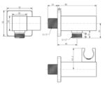 Bản vẽ kỹ thuật Cút nối sen âm tường American Standard WF-9143HG EasySET kèm gác sen