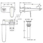 Vòi lavabo AMERICAN STANDARD WF-1704HG 2 lỗ âm tường nóng lạnh - Ảnh 2