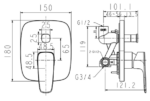 Bản vẽ kỹ thuật Vòi sen âm tường American Standard WF-1721WS