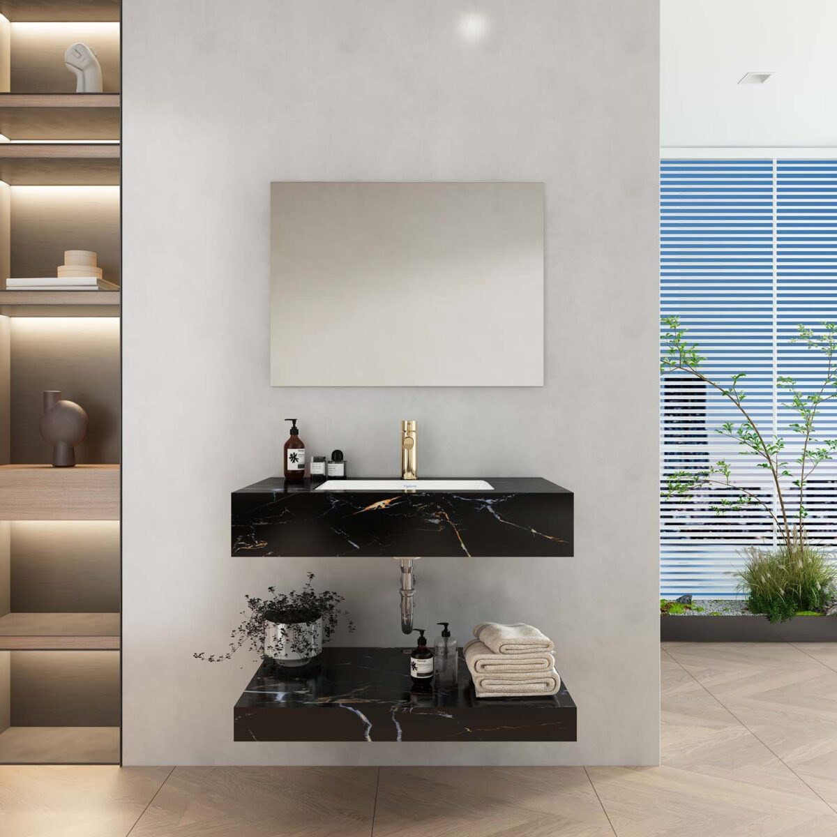 Bộ bàn đá lavabo VIGLACERA VI12-9GP01 2 tầng - Ảnh 5
