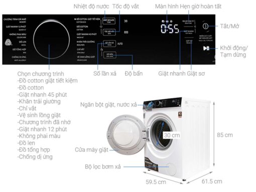 THONG SO KY THUAT May Giat Toshiba TW BH95M4V WK Inverter 8.5Kg 5
