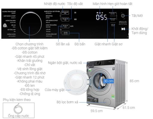 THONG SO KY THUAT May Giat Toshiba TW BH95M4VSK Inverter 8.5Kg