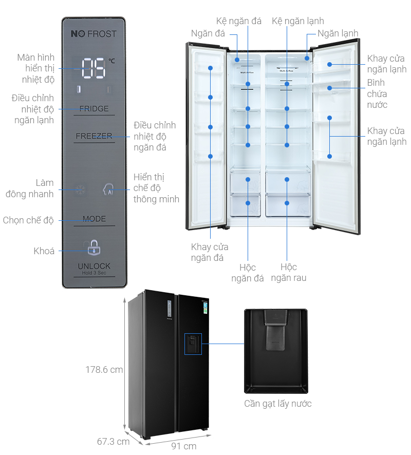 Tủ lạnh Casper Inverter 550 lít RS-570VBW - giá tốt, có trả góp