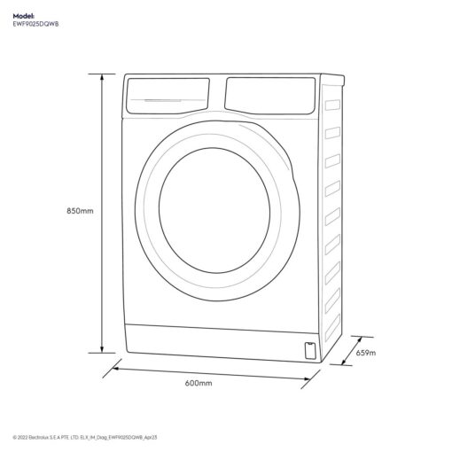 kich thuoc May giat Electrolux EWF9025DQWB UltimateCare 9Kg long ngang inverter