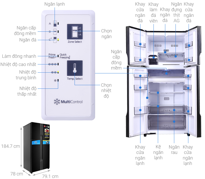 Tủ lạnh Panasonic Inverter 550 lít NR-DZ601VGKV - giá tốt, có trả góp