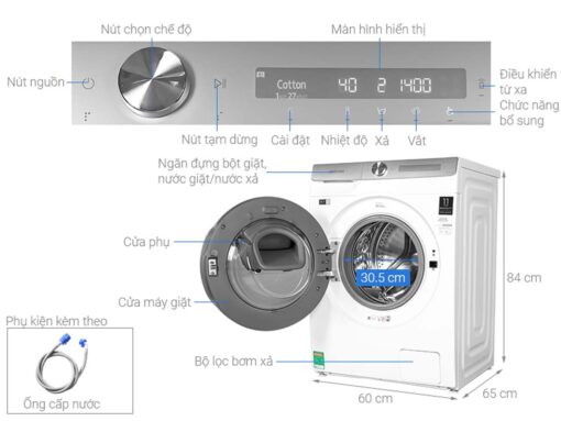 thong so ky thuat May Giat Samsung WW90TP54DSBSV Inverter 9Kg